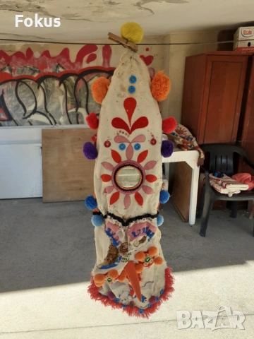 Стара шарена кукерска маска, снимка 2 - Антикварни и старинни предмети - 53291546