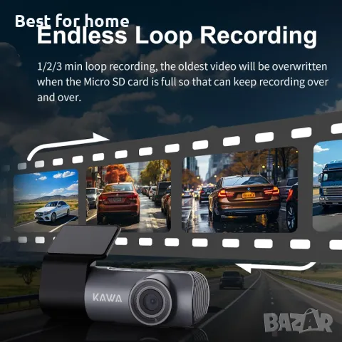 WiFi Мини даш камера  за автомобил с гласов контрол KAWA, снимка 7 - HD камери - 49902557