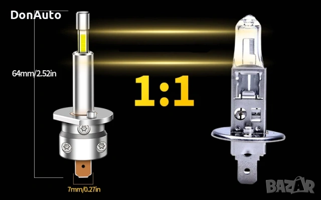 H1 LED крушки - 6000K, снимка 2 - Аксесоари и консумативи - 53135552