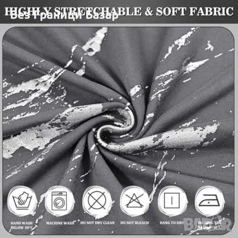 Нови Калъфи за столове 6 броя еластични сребрист мраморен ефект трапезария, снимка 3 - Други - 54069609