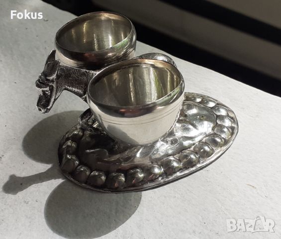 Стара малка антикварна сребърна солница с магаре маркировки, снимка 2 - Антикварни и старинни предмети - 45734075