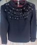 Черна блуза с перли. , снимка 1 - Блузи с дълъг ръкав и пуловери - 45759593