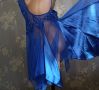 Красива нощничка в кралско синьо от сатен, тюл и бродерия с брокат М, снимка 8