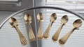 Комплект от 6 бр. немски позлатени кафени лъжички с оребрена дръжка, снимка 2