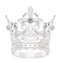 Малка корона с декор сърце и цвете с камъчета метална за украса декор на торта парти, снимка 2