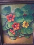 45х38см/малка картина масло върху платно/натюрморт цветя/латинки/1982/дървена рамка, снимка 2