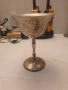 метална посребрена стара чаша с високо столче , снимка 6