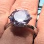 Невероятно красив сребърен пръстен с голям лилав камък, снимка 1 - Пръстени - 45863085