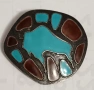 Рядка, ретро брошка, медальон - ЛЮЗМ емайл, посребрен мелхиор. , снимка 1