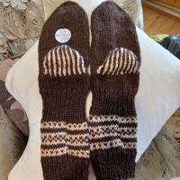 Ръчно плетени мъжки чорапи от вълна, размер 45, снимка 4 - Мъжки чорапи - 44550833