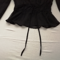 Stradivarius дамска черна прозрачна блуза на точки р-р S/M, снимка 11 - Блузи с дълъг ръкав и пуловери - 45073845