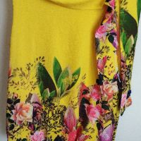 Блуза жълта на цветя, размер М, снимка 6 - Туники - 45859256