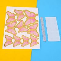 10 броя топери  пеперуди лилави розови златист кант декорация на торта мъфини, снимка 8 - Други - 45870837