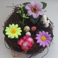 Декоративно гнездо с цветенца и яйца, снимка 2 - Декорация за дома - 45083655