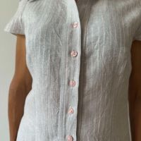 Две дамски летни блузи/ с флорални мотиви-Kensol, бежева ленена-Gevanel, размер S, снимка 5 - Ризи - 45163102