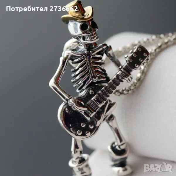 Хип хоп колие " Скелет свирещ на китара", снимка 1