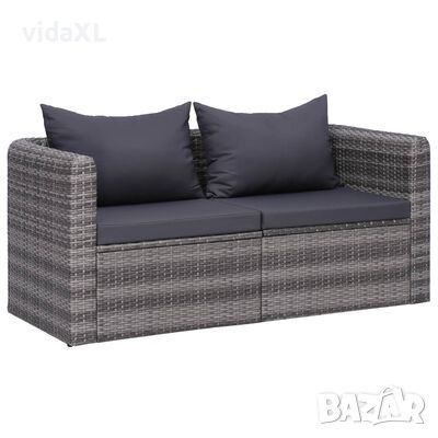 vidaXL 2 бр градински ъглови дивана, сиви, полиратан)SKU:44162, снимка 1