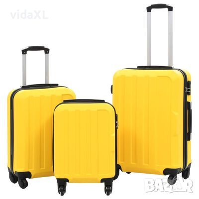 vidaXL Комплект твърди куфари с колелца, 3 бр, жълти, ABS(SKU:91890, снимка 1