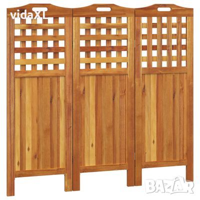 vidaXL Параван за стая, 3 панела, 121,5x2x115 cм, акациево дър(SKU:318546во масив, снимка 1