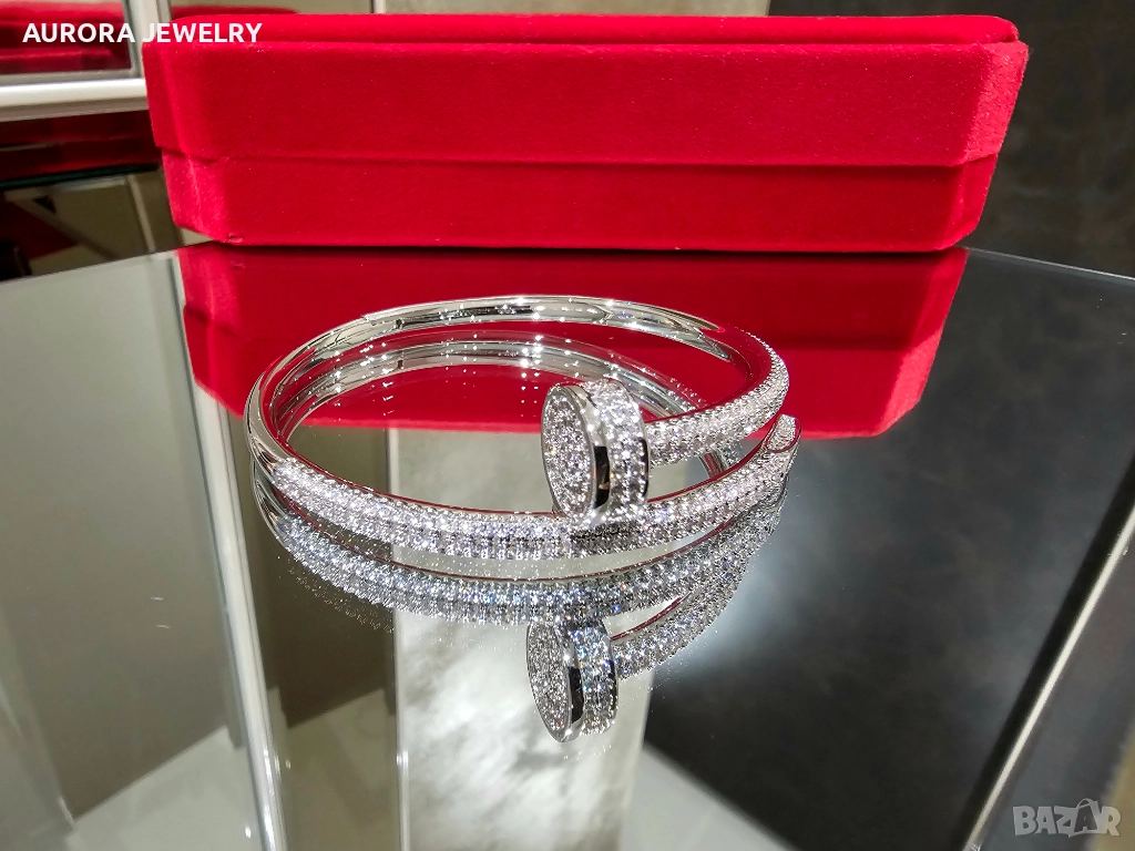 CARTIER Nail Juste un Clou Silver Large Paved Diamonds Гривна Пирон, снимка 1