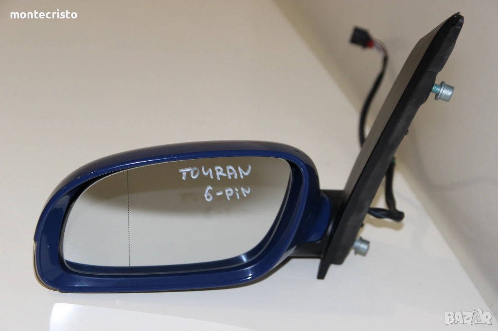 Ляво електрическо огледало VW Touran (2003-2010г.) 6 пина / Син Синьо, снимка 1