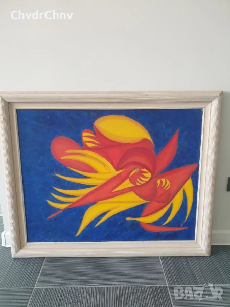 Piscaro 105х85см/голяма абстрактна картина масло върху платно/модернизъм-сюрреализъм/дървена рамка, снимка 1