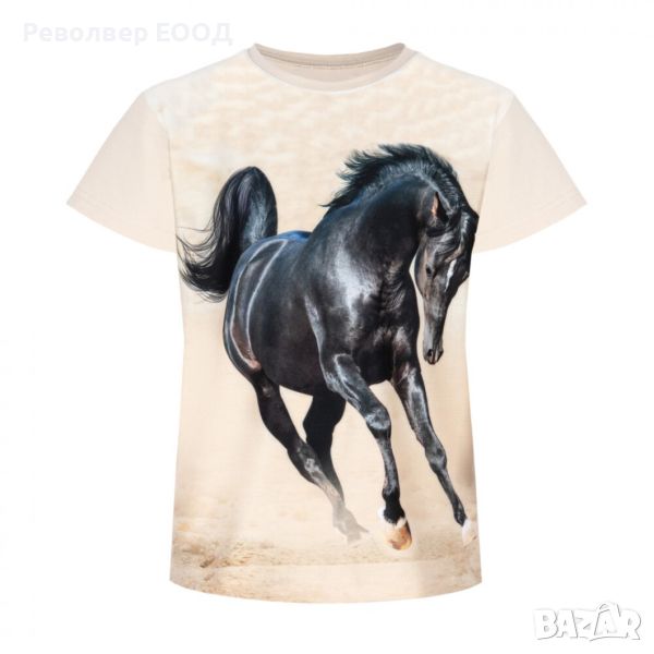 Детска тениска Wadera с черен кон, снимка 1