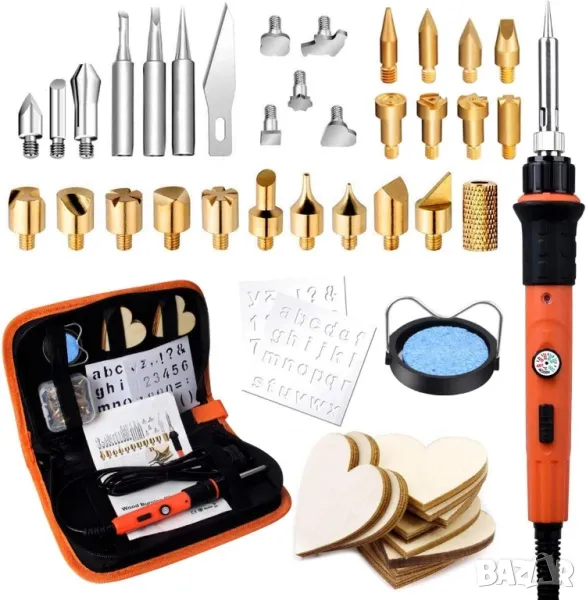 Пирограф Preciva 60W, 45 части, калъф, накрайници, аксесоари + поялник, снимка 1