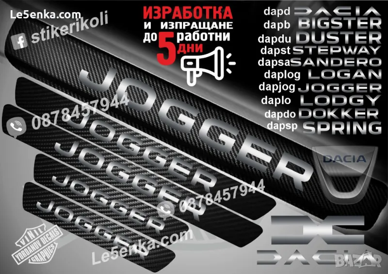 ПРАГОВЕ карбон DACIA JOGGER фолио стикери dapjog, снимка 1