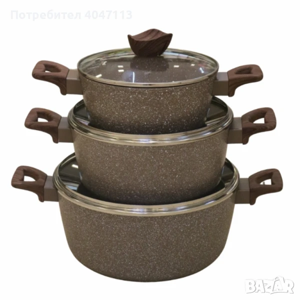 Комплект от 3 алуминиеви тенджери с капак, снимка 1