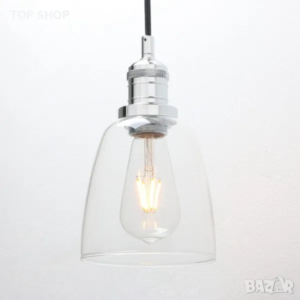 Phansthy Ретро висяща лампа с 2 м регулируема платнена тел, прозрачно стъкло, за E27 Edison крушки, снимка 1