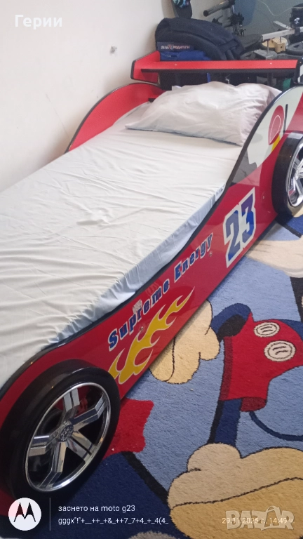 Детско легло кола+рамка и матрак, снимка 1
