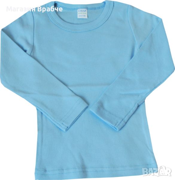 Детска тениска с дълъг ръкав 100% памук рипс, снимка 1