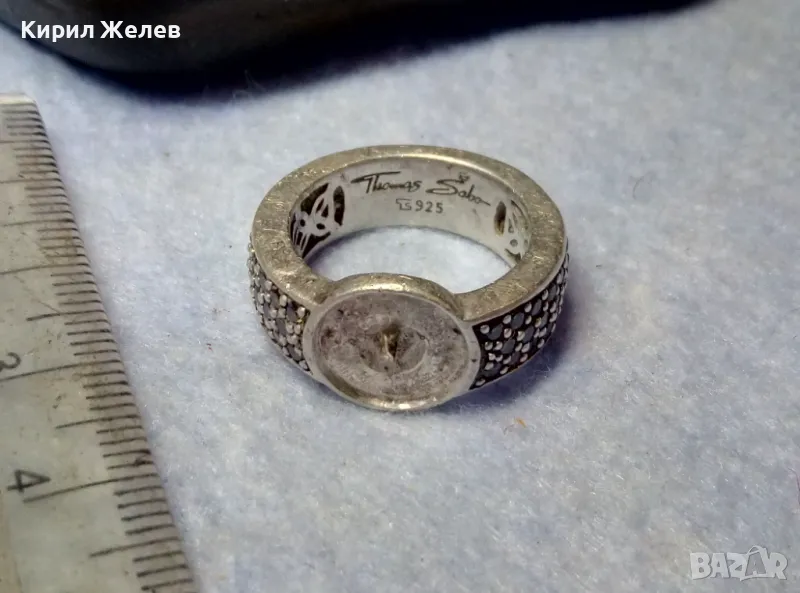 THOMAS SABO БУТИКОВ СРЕБЪРЕН ПРЪСТЕН СРЕБРО 925 с КАМЪНИ ОЛИВИН / ПЕРИДОТ и ГНЕЗДО За ПЕРЛА 50197, снимка 1