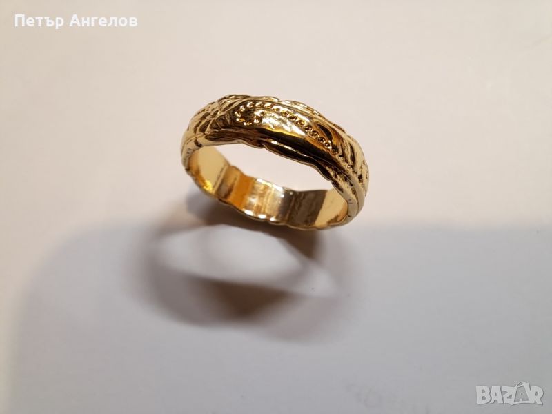 Уникален дамски позлатен пръстен с увивна роза, снимка 1