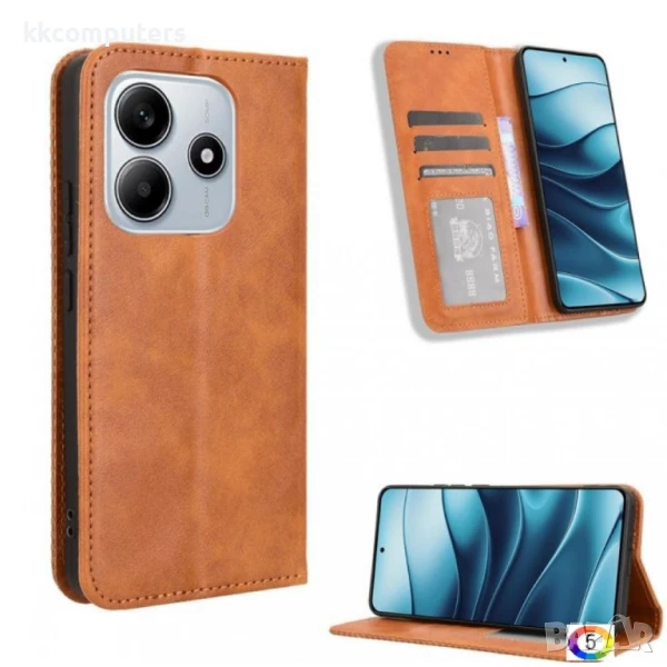 Xiaomi Redmi Note 14 4G Retro Texture Wallet Калъф и Протектор, снимка 1
