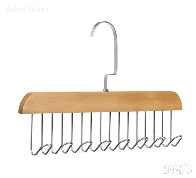 Закачалка за дрехи, Метал/ Дърво, 8 куки, 28x18.5см , снимка 1