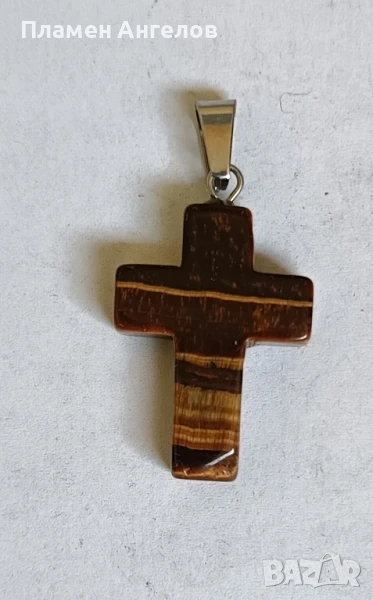 Висулка, медальон - кръстче от тигрово око, снимка 1