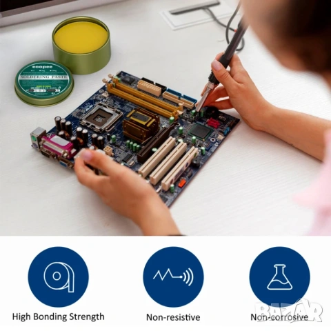 Паста за запояване, флюс от колофон 100 грама, снимка 7 - Друга електроника - 53466149