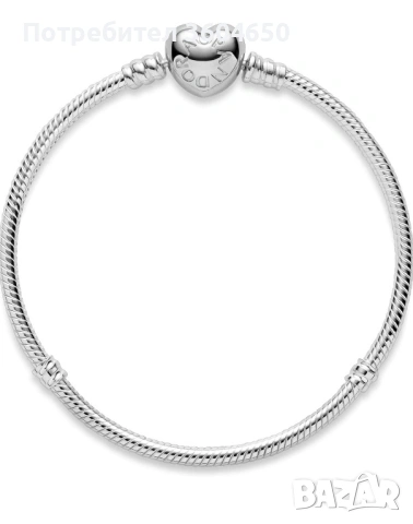 Pandora сребърна гривна със сърце, снимка 3 - Гривни - 53731859