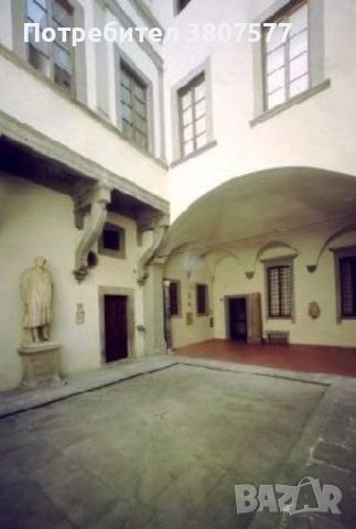 Темпера върху картон: Дворът на къщата на Микеланджело 19век, снимка 6 - Антикварни и старинни предмети - 45439821