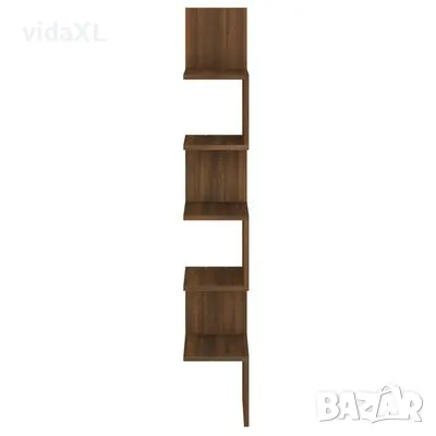 vidaXL Стенен ъглов рафт, кафяв дъб, 20x20x127,5 см, инженерно дърво (SKU:815212), снимка 3 - Етажерки - 48244098