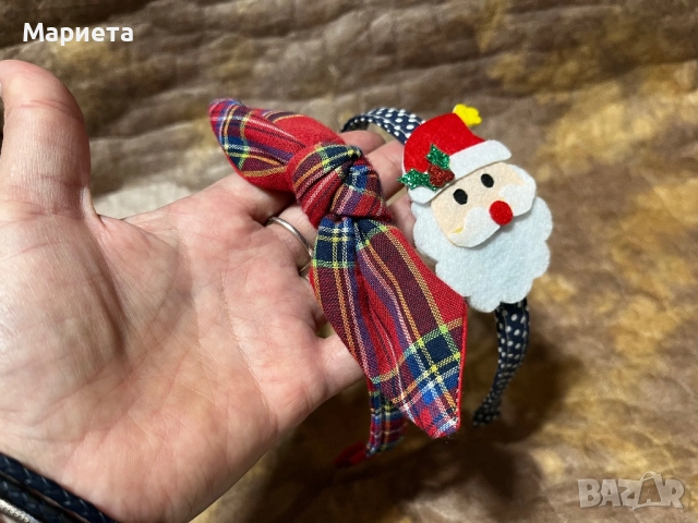 Коледни диадеми ръчна изработка диадема червено каре диадема дядо Коледа , снимка 4 - Аксесоари за коса - 52797529