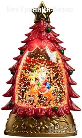 Нов Декоративен коледен фенер снежен глобус с LED светлина сняг 3D празнична украса за дома