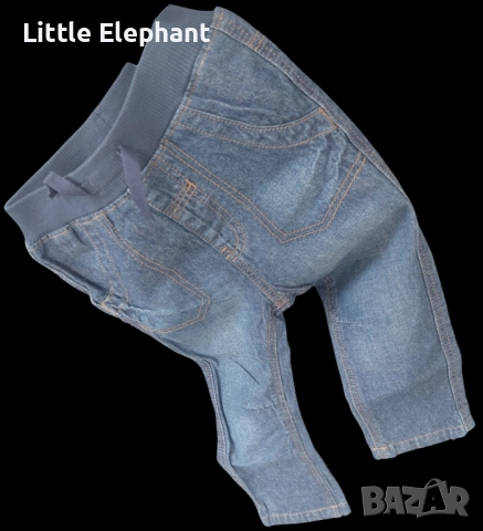 Дънки тъмно син деним с ластик за момченце на 9-12 мес,Англия/нови