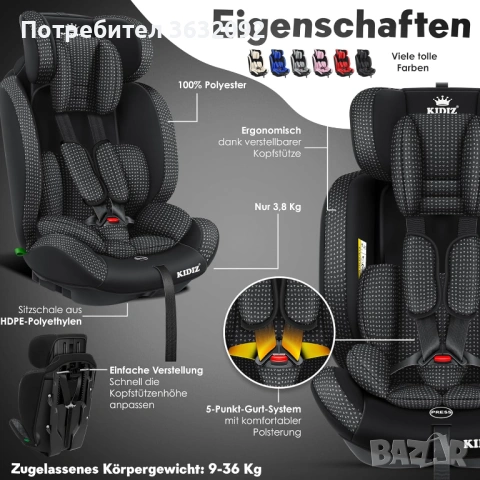 Детско столче за кола 9-36 кг , снимка 4 - Столчета за кола и колело - 52693756