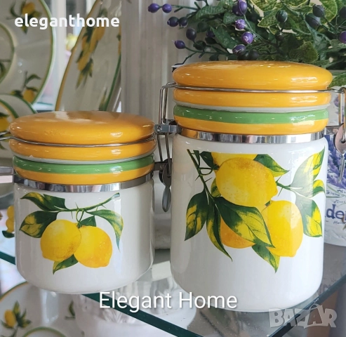 Буркан за съхранение - керамика с лимони с метален механизъм