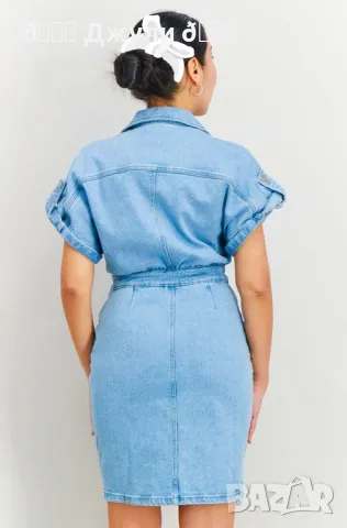 Дънкова рокля с прехлупка от Fashion Room, снимка 4 - Рокли - 50142981