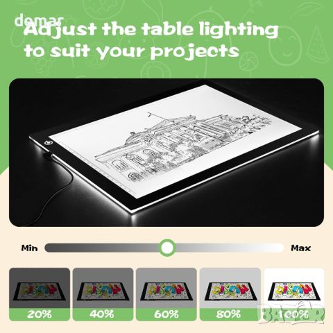 RTjoy A4 LED Light Tracing Pad,регулируема светлинна USB дъска за деца, снимка 4 - Образователни игри - 45673945