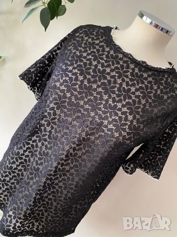 Черна тениска от дантела, Zara, L, снимка 3 - Тениски - 46018891